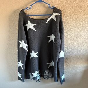 Fantastic Fawn Star Patterned Charcoal Sweater